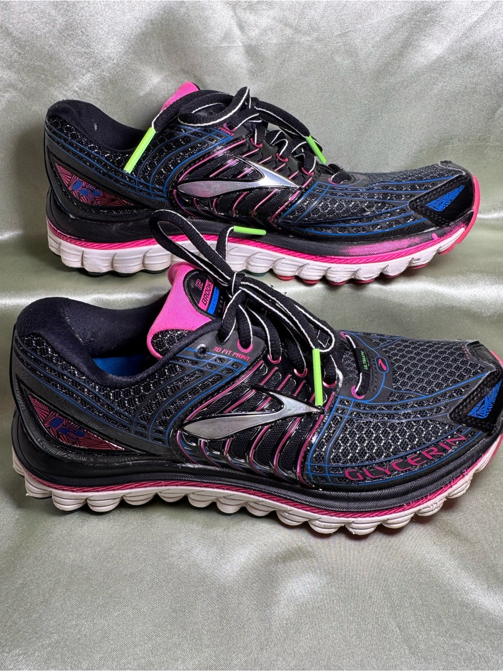 Brooks Glycerin 12 Funky Black Pink Blue Running Shoes Size Women’s Size 6.5